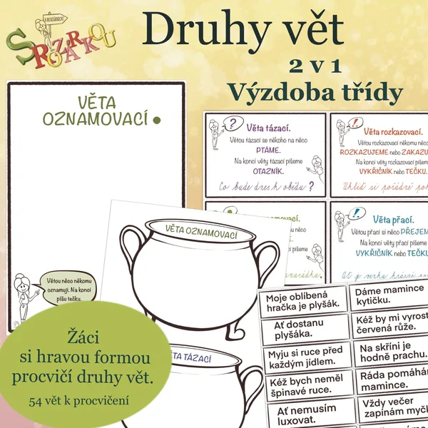 Druhy vět, kotlíky + výzdoba třídy 2v1 S Rozárkou 1
