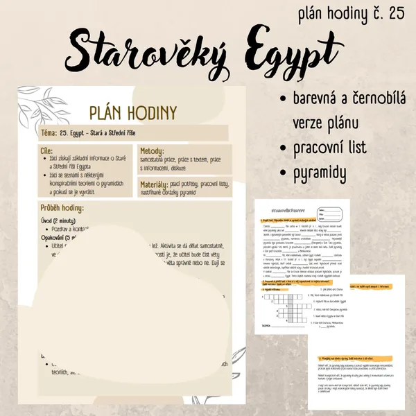 Plán hodiny (25) - 6. třída - Starověký Egypt - Stará a Střední říše, pyramidy 1