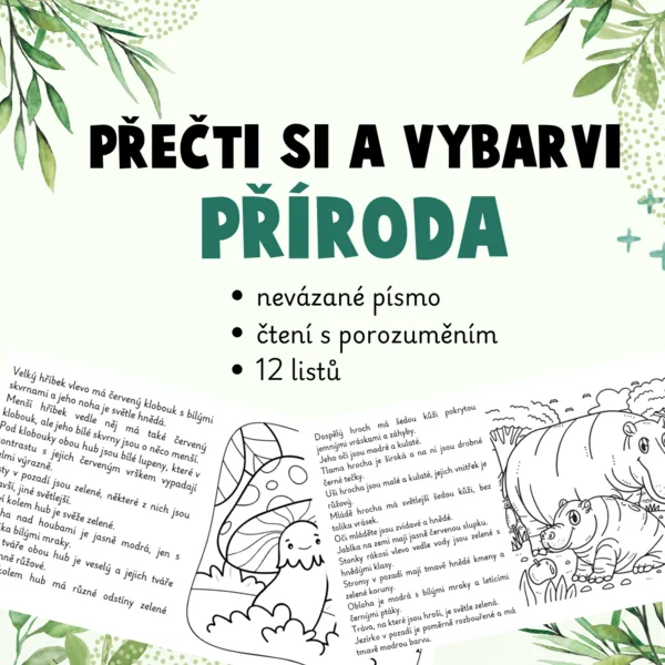 Přečti si a vybarvi - příroda (nevázané písmo) 1