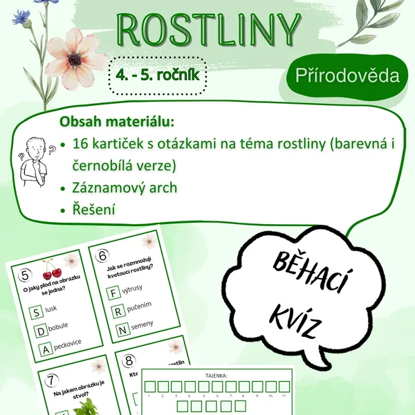 Rostliny - běhací kvíz 1