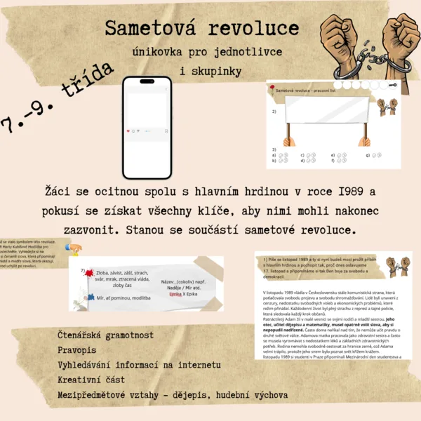 Češtinářská únikovka Sametová revoluce  1