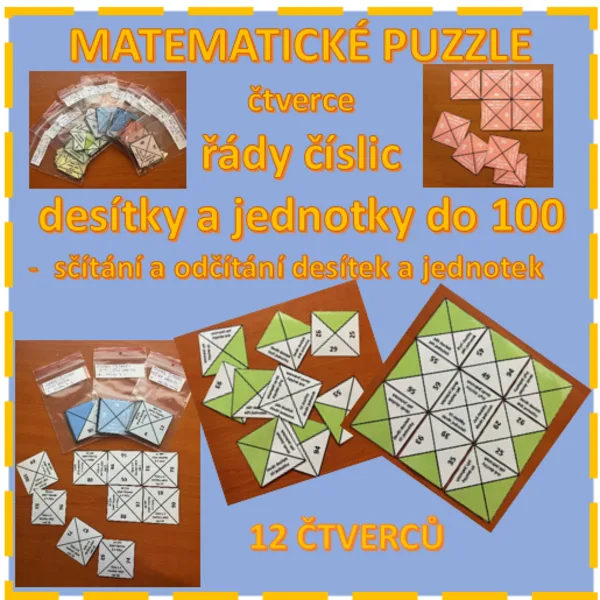 MATEMATICKÉ PUZZLE - čtverce - řády číslic -jednotky a desítky 1