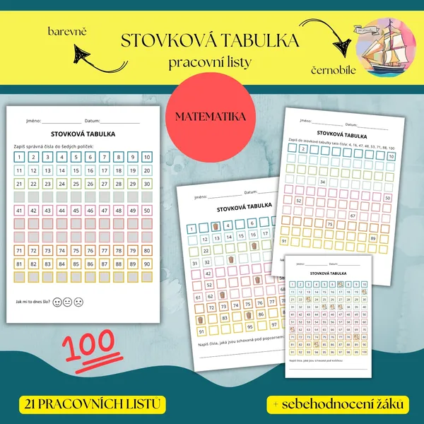 Stovková tabulka - pracovní listy 1