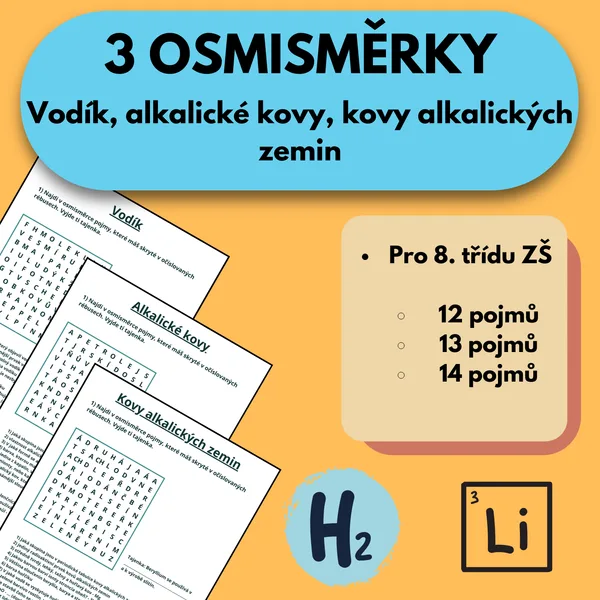 3 Osmisměrky - Vodík, alkalické kovy a kovy alkalických zemin 1