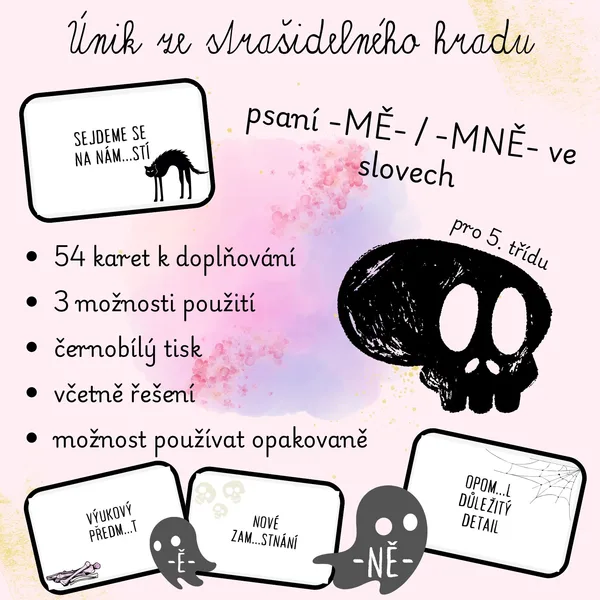 Únik ze strašidelného hradu - psaní MĚ/MNĚ ve slovech 1