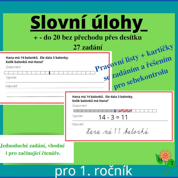 Slovní úlohy do 20 bez přechodu přes desítku 1