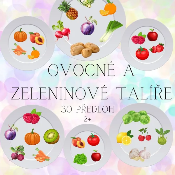 Ovocné a zeleninové talíře - 30 obrázků k procvičování zrakového vnímání 1
