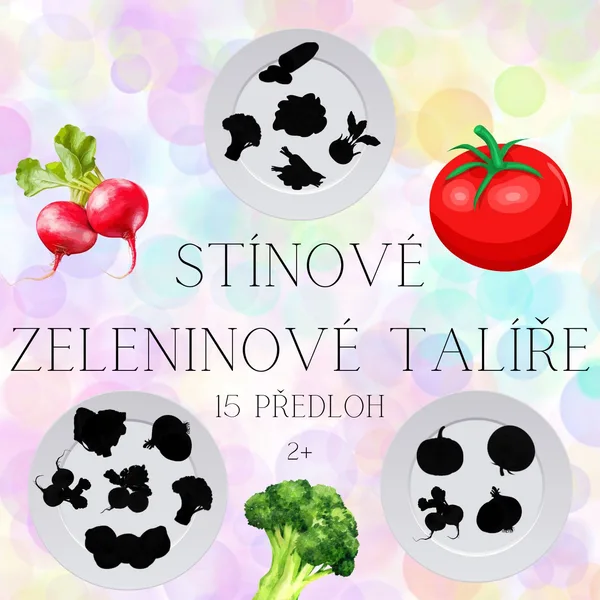 Stínové zeleninové talíře - 15 obrázků k procvičování zrakového vnímání 1