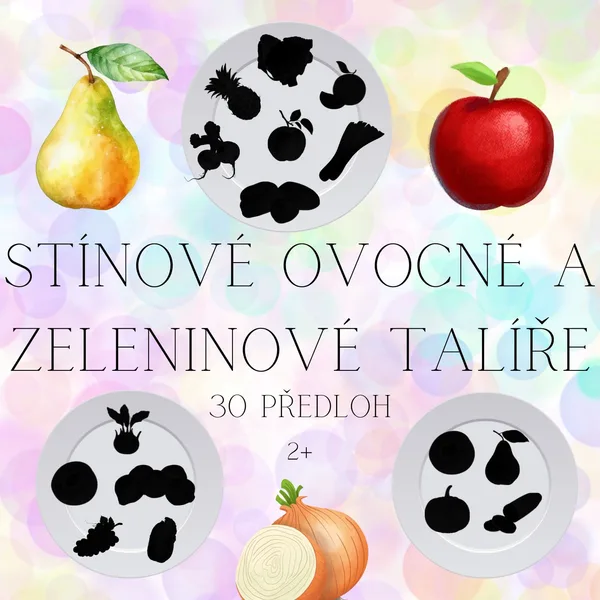 Stínové ovocné a zeleninové talíře - 30 obrázků k procvičování zrakového vnímání 1