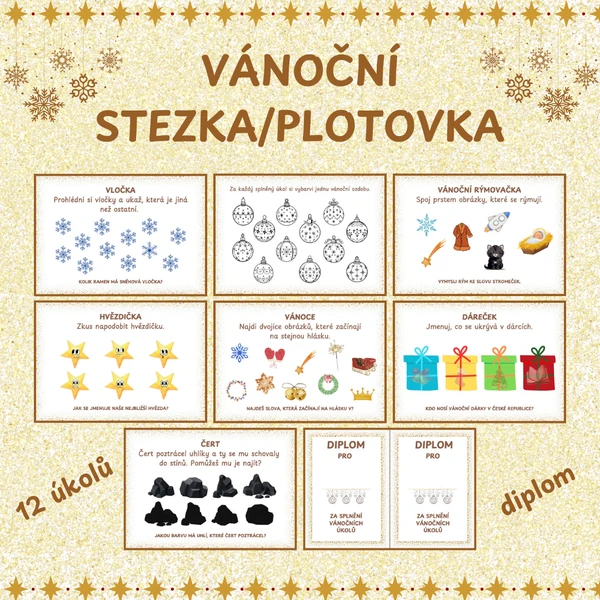 Vánoční stezka (plotovka) - 12 úkolů pro předškolní děti 1