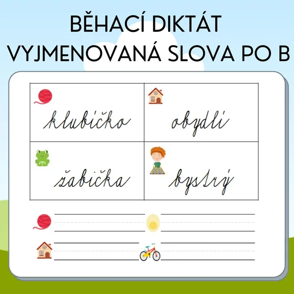 Běhací diktát - vyjmenovaná slova po B 1