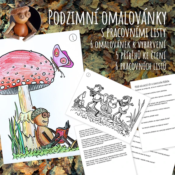 Podzimní omalovánky s pracovními listy 1
