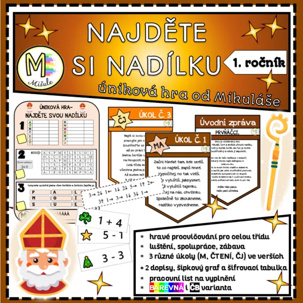 NAJDĚTE SI NADÍLKU- ÚNIKOVÁ HRA OD MIKULÁŠE- 1. TŘÍDA 1