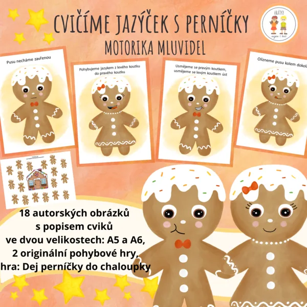 Cvičíme jazýček s perníčky - motorika mluvidel 1