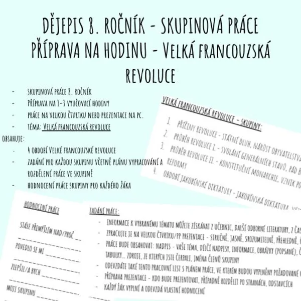 Velká francouzská revoluce - skupinová práce 1