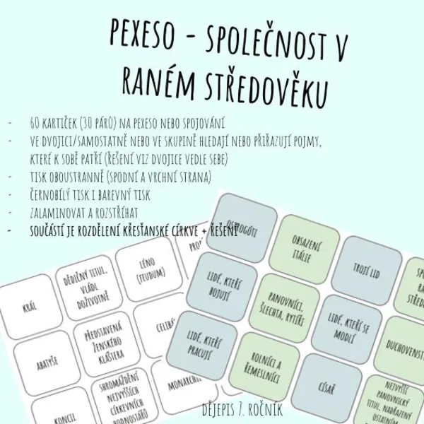 Pexeso - společnost v raném středověku 1