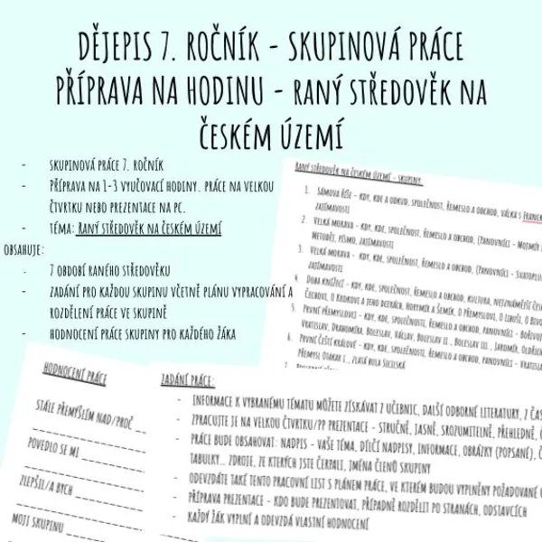 Skupinová práce - české země v raném středověku 1