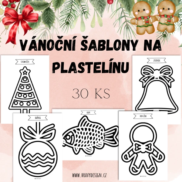 Vánoční šablony na plastelínu - 30 šablon 1