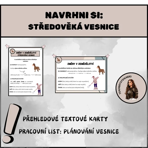 STŘEDOVĚKÁ VESNICE - přehledové karty, pracovní list - NAVRHNI SI VESNICI 1