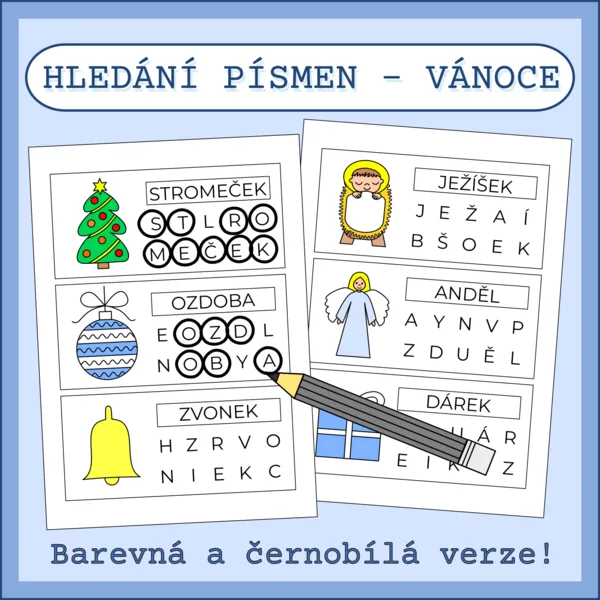 HLEDÁNÍ PÍSMEN - VÁNOCE 1