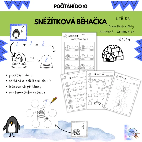 Zimní běhačka SNĚŽÍTKA - Počítání do 5, počítání 10 1