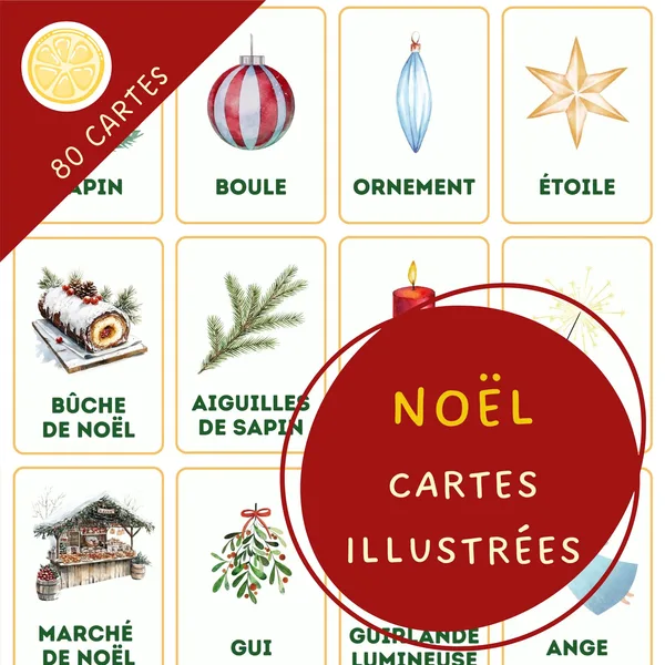 Noël - cartes illustrées | vánoční kartičky ve francouzštině 1