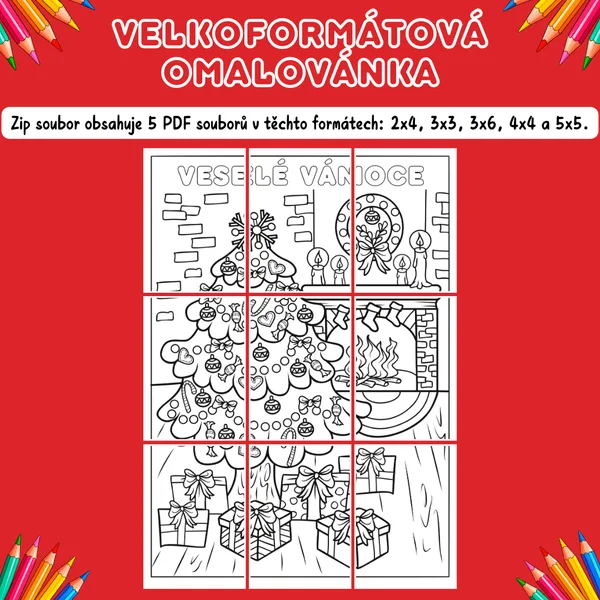 Velkoformátová omalovánka - Vánoční stromeček 1