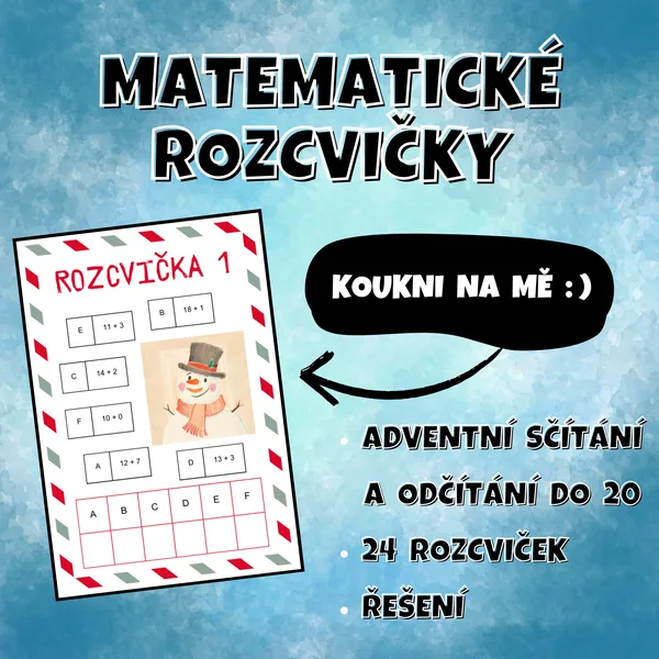 ROZCVIČKY - adventní sčítání a odčítání do 20 1