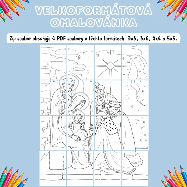 Velkoformátová omalovánka - Tři králové 1