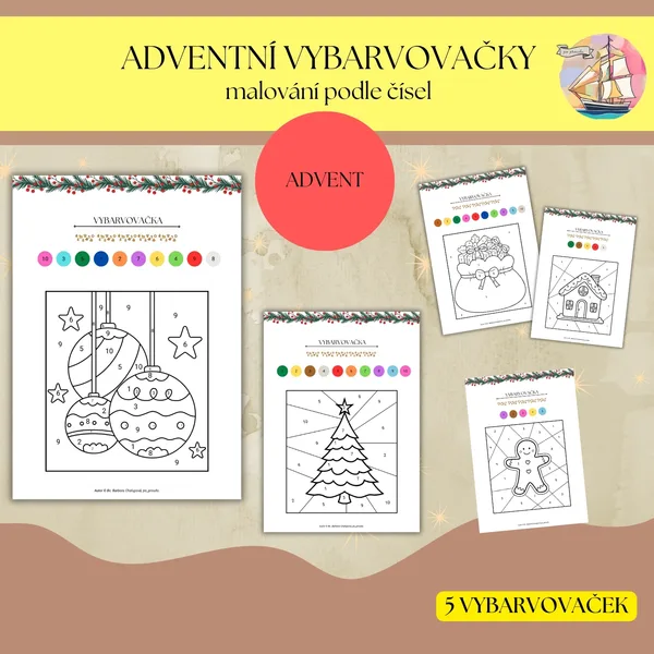 Vybarvovačky - malování podle čísel (advent) 1