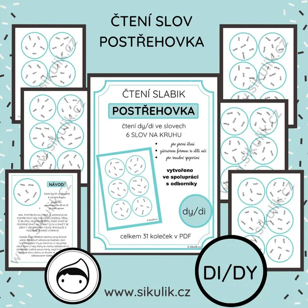 ČTENÍ SLOV POSTŘEHOVKA - PROCVIČENÍ ČTENÍ DI/DY VE SLOVECH 1
