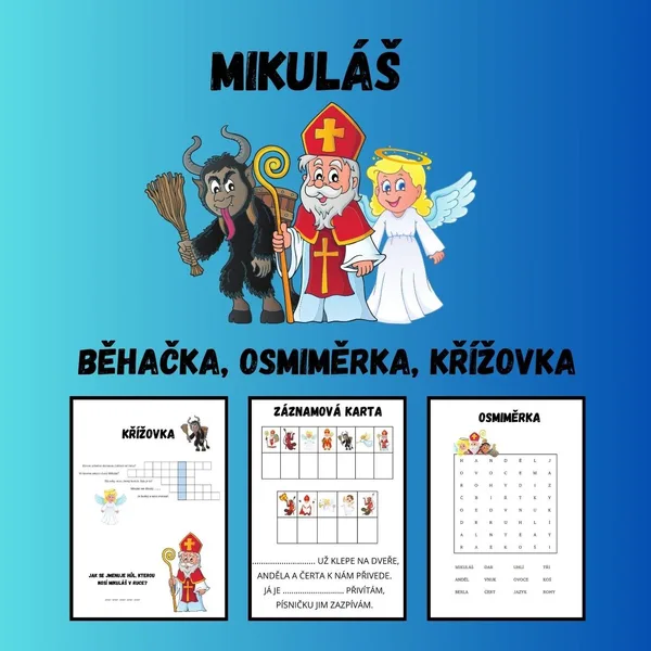 Mikuláš - BĚHAČKA, KŘÍŽOVKA, OSMIMĚRKA pro první a druhou třídu ZŠ 1