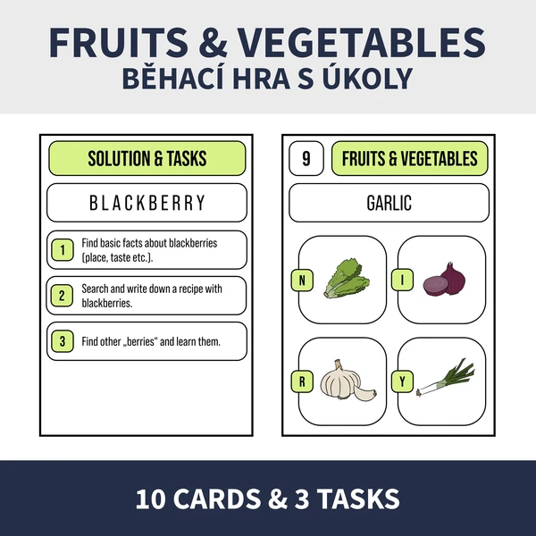 ENG - FRUITS AND VEGETABLES (BĚHACÍ HRA, KVÍZ, ÚKOLY) 1