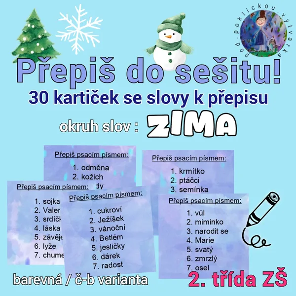 Přepiš do sešitu! 30 kartiček k přepisu slov 1
