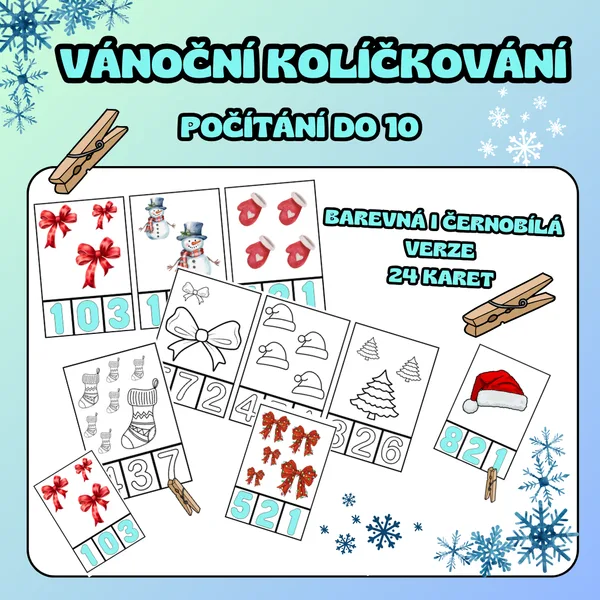Vánoční kolíčkování - počítání do 10 1