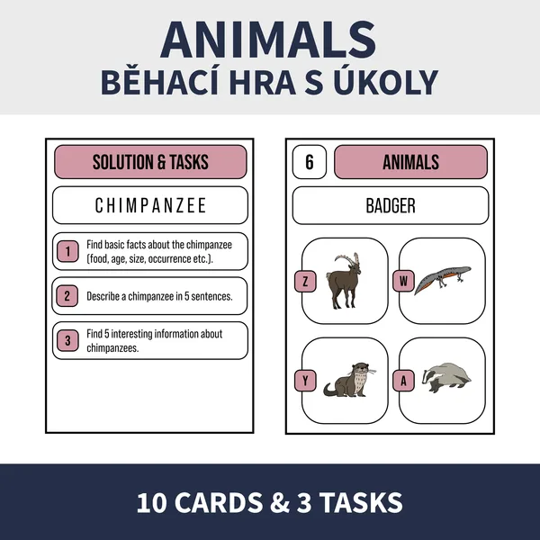 ENG - ANIMALS (BĚHACÍ HRA, KVÍZ, ÚKOLY) 1