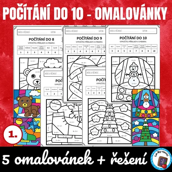 Počítání do 10 s omalovánkou 1