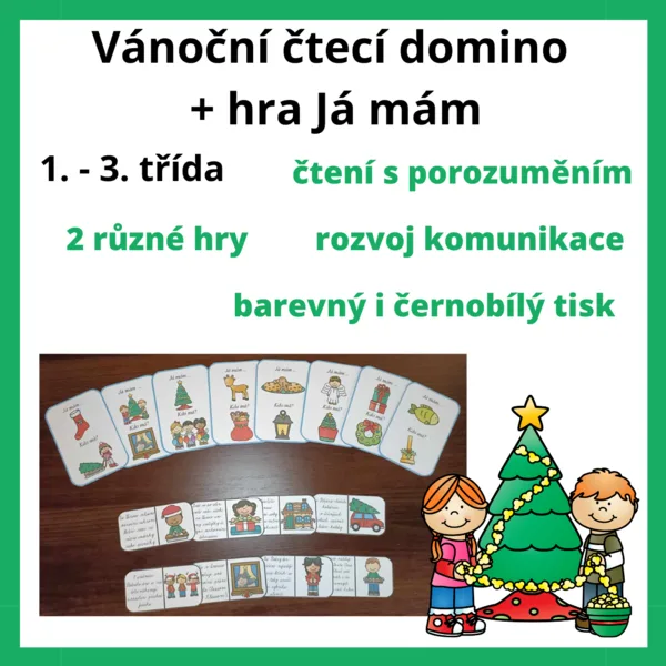 Vánoční čtecí domino + hra Já mám 1