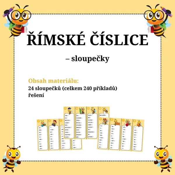 ŘÍMSKÉ ČÍSLICE - sloupečky 1