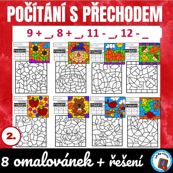 Počítání do 20 s přechodem desítky - omalovánky 1