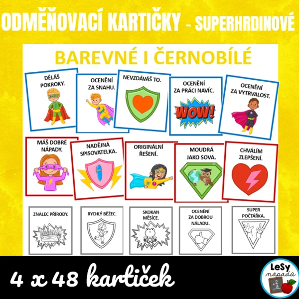 Superhrdinové - motivační odměňovací kartičky 1