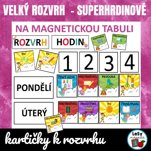 Superhrdinové - velký rozvrh hodin do třídy 1