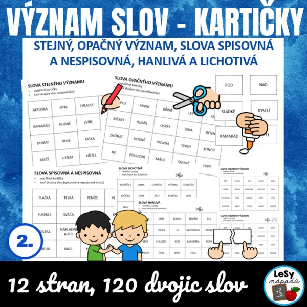 Význam slov - dvojice slov na kartičkách 1