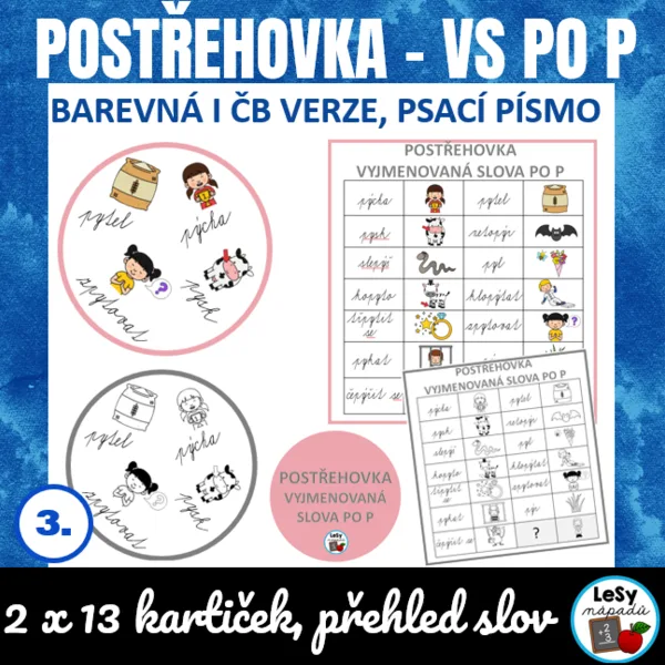 Vyjmenovaná slova po P - postřehovka (psací písmo) 1
