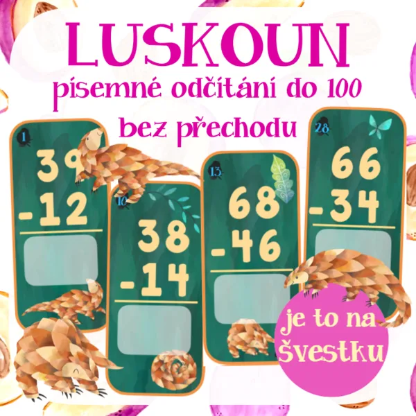 Písemné odčítání do 100 bez přechodu 1