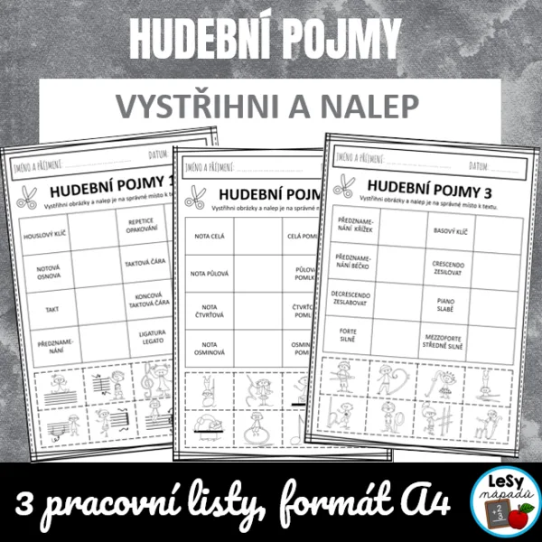 Hudební pojmy - vystřihni a nalep 1