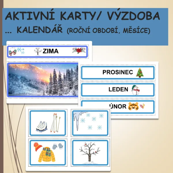 AKTIVNÍ KARTY/VÝZDOBA - KALENDÁŘ (ROČNÍ OBDOBÍ, MĚSÍCE) 1