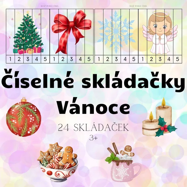 Skládačky podle čísel - Vánoce - 24 skládaček 1
