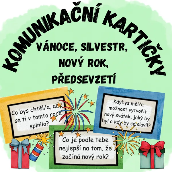 Komunikační kartičky - Vánoce, silvestr, nový rok, předsevzetí 1