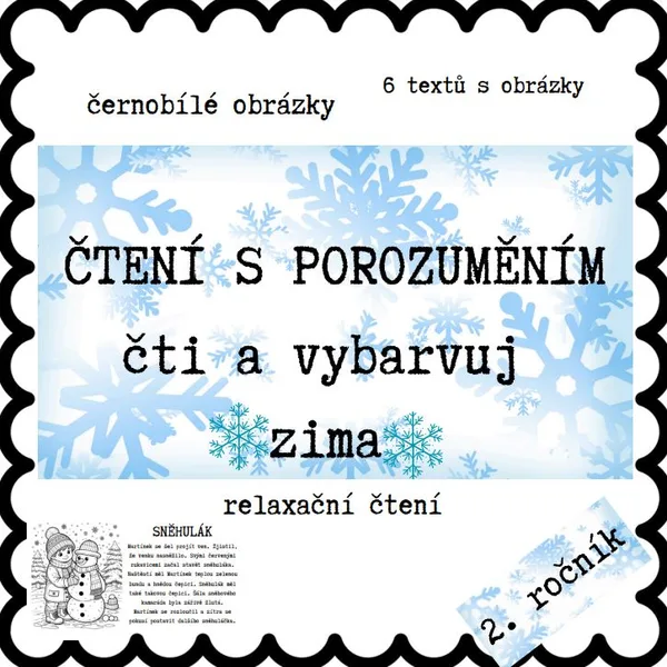 Čtení s porozuměním - vybarvování - zima  1